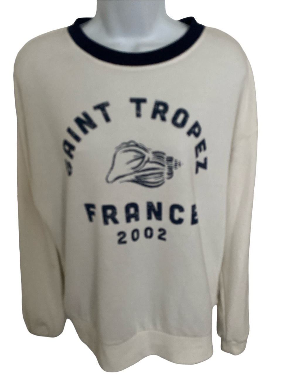 Saint Tropez France 2002 Cream Crewneck Sweater-S cotton poly